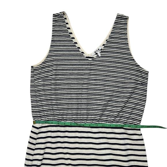 THREE DOTS Multi Stripe Terry Knit Sleeveless Dress Size XL Navy Blue Ivory Soft - Picture 9 of 10